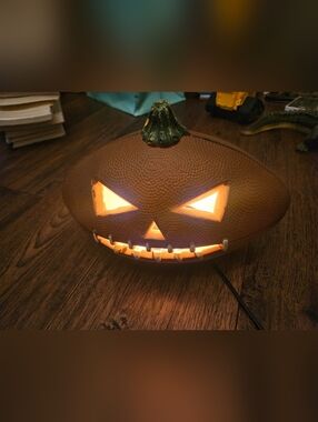 Football Pumpkin Halloween Jack-O-Lantern Electric Lamp Light Decor FOOTBALL NFL
